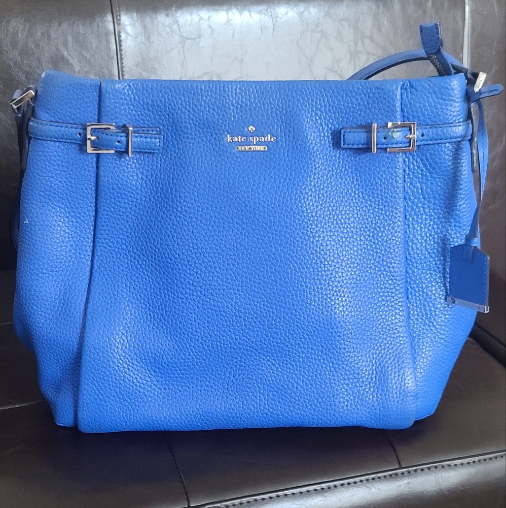 Kate Spade Blue Pebbled Leather Tote Shoulder Purse